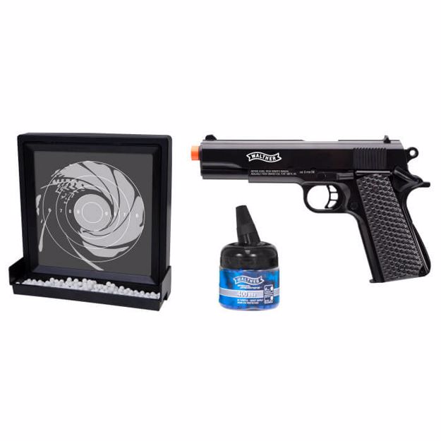 Picture of Walther 6mm Airsoft BB Gun Pistol Target Kit with BBs & Target : Umarex