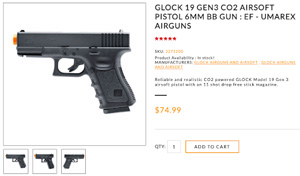 GLOCK 19 Gen 3 CO2 Airsoft Pistol